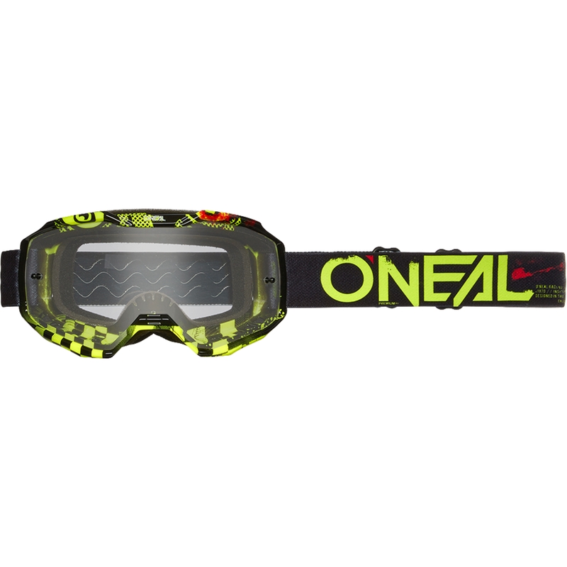 Ochelari motocross O´Neal B-10 Attack negru-galben (plexiglas transparent)