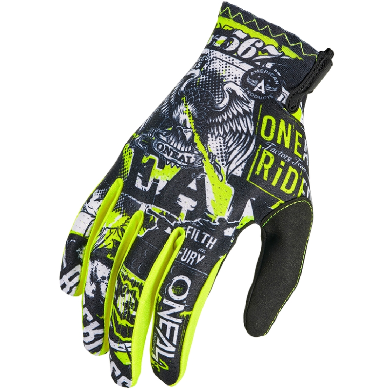 Mănuși Motocross O'Neal Matrix Attack pentru Copii Negru-Galben Fluo