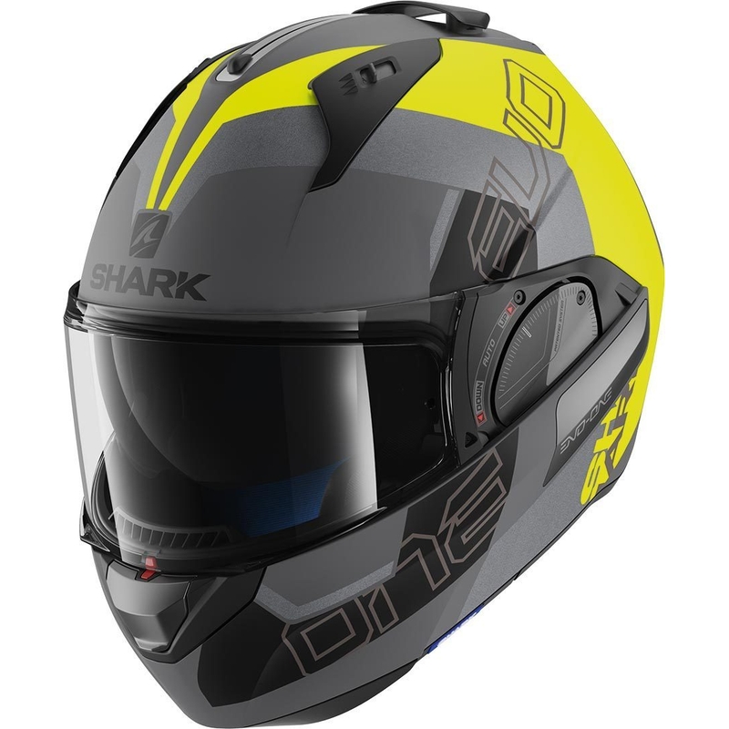 Cască pliabilă SHARK EVO-ONE 2 Slasher Mat Silver-Negru-Galben Vânzarea lichidare