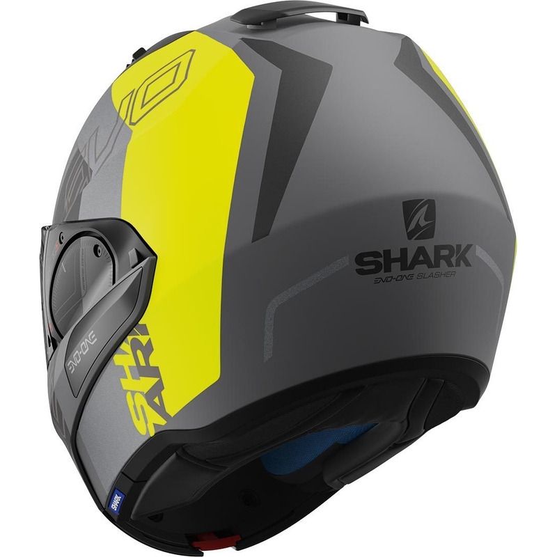 Cască pliabilă SHARK EVO-ONE 2 Slasher Mat Silver-Negru-Galben Vânzarea lichidare