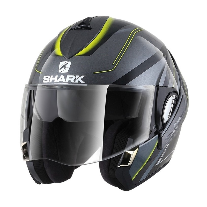 Casca pliabilă SHARK EVOLINE 3 Hyrium Mat Grey-Negru-Galben Vânzare lichidare