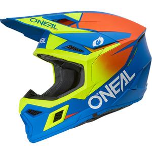 Cască motocross pentru copii O'Neal 3SRS Solid albastru mat-galben fluo