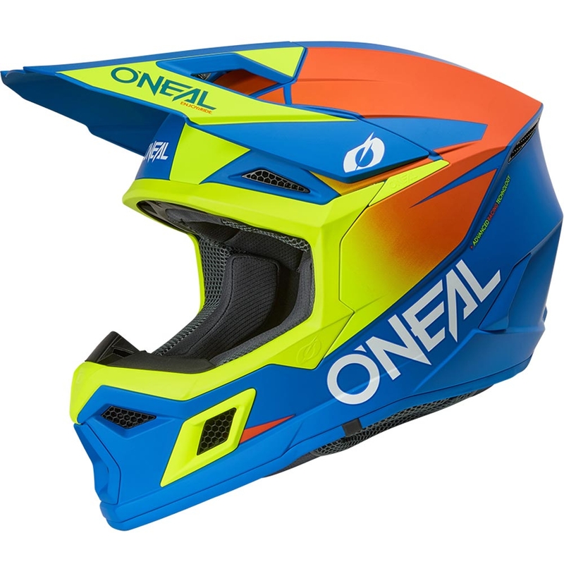 Cască motocross pentru copii O'Neal 3SRS Solid albastru mat-galben fluo