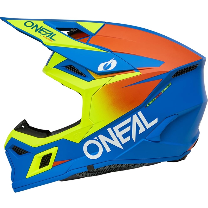 Cască motocross pentru copii O'Neal 3SRS Solid albastru mat-galben fluo