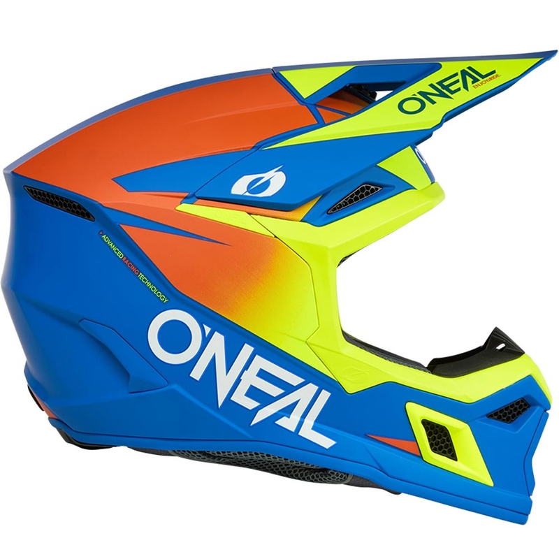 Cască motocross pentru copii O'Neal 3SRS Solid albastru mat-galben fluo