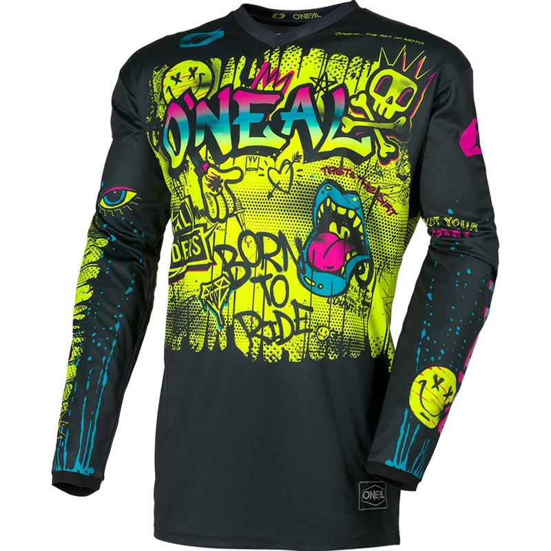 Tricou Motocross O'Neal Element Rancid pentru copii Negru-Galben Fluo