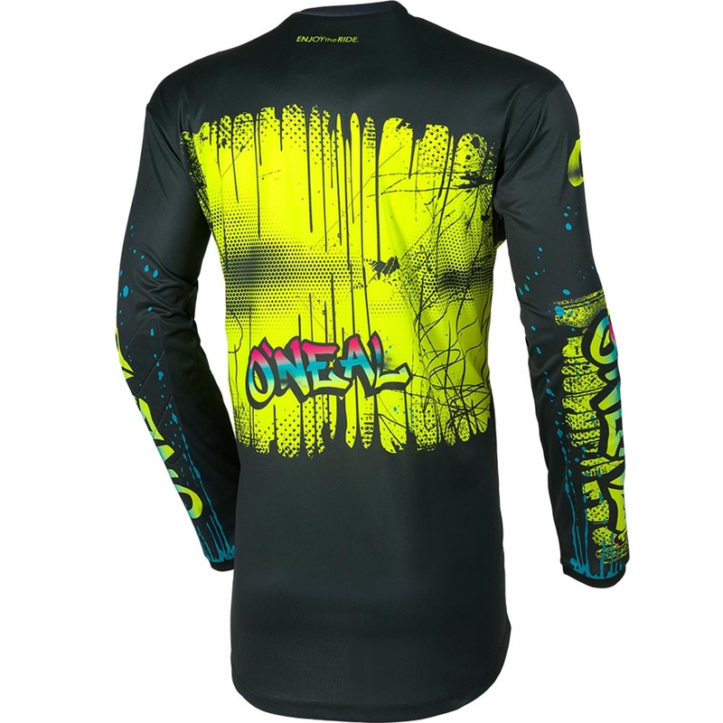 Tricou Motocross O'Neal Element Rancid pentru copii Negru-Galben Fluo