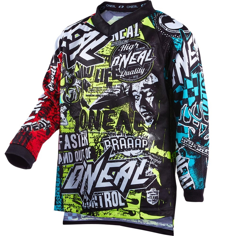 Tricou motocross O'Neal Element Wild pentru copii, multicolor