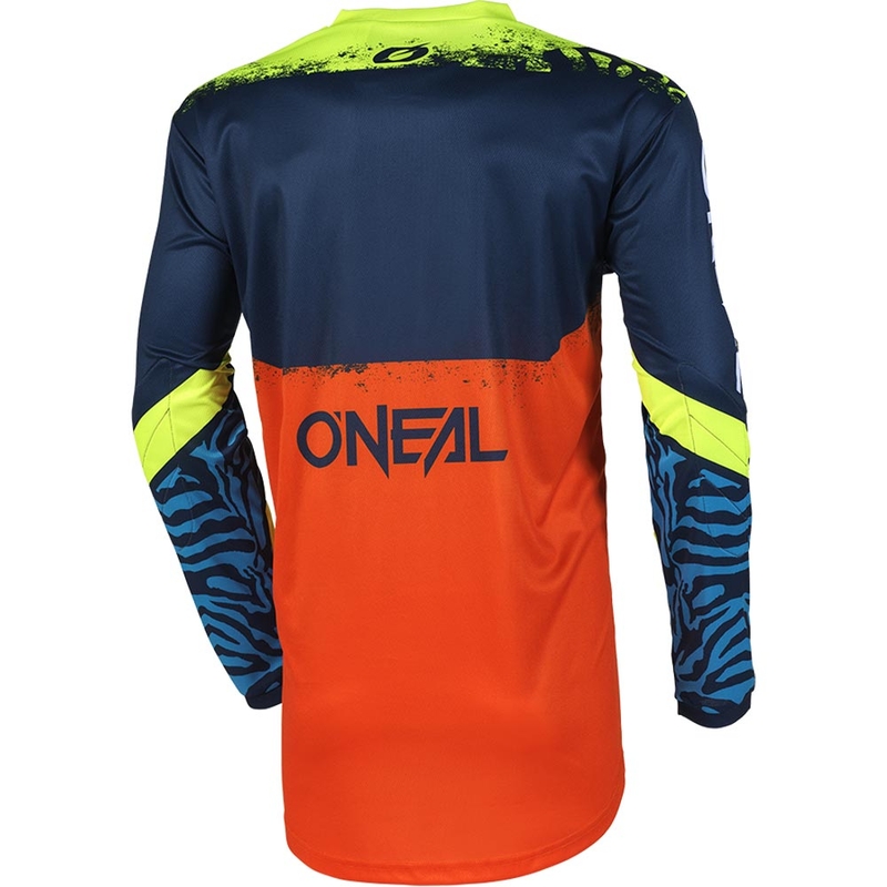 Tricou motocross O'Neal Element Shocker pentru copii, albastru-portocaliu