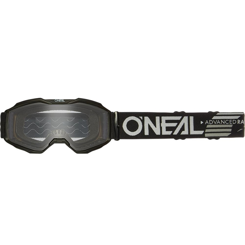 Ochelari de motocross O'Neal B-10 Solid pentru copii, negri, cu lentilă transparentă