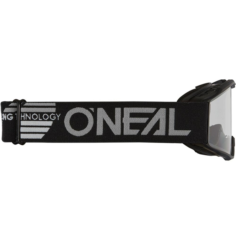 Ochelari de motocross O'Neal B-10 Solid pentru copii, negri, cu lentilă transparentă