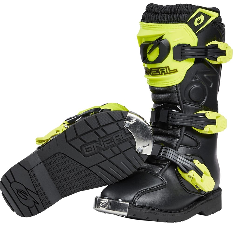 Ghete Motocross O'Neal Rider PRO pentru Copii Negru-Galben Fluo