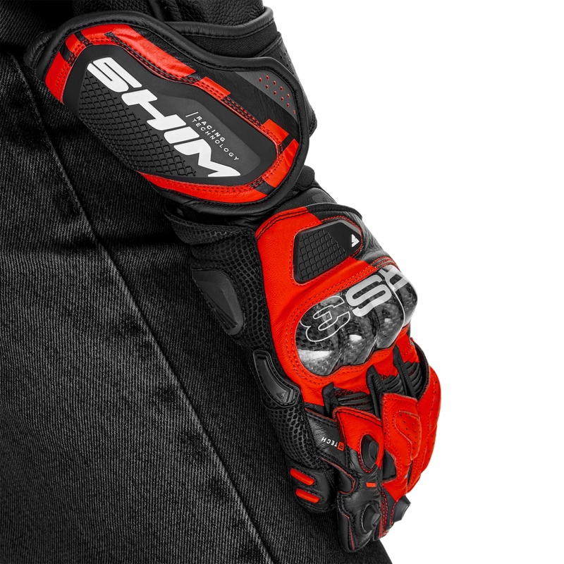 Mănuși de motocicletă Shima RS-3 roșu fluo