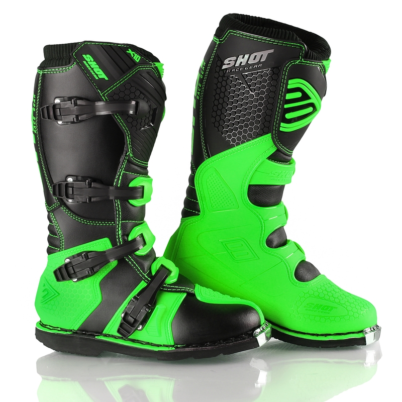 Shot X10 cizme de motocicletă negru-fluo verde