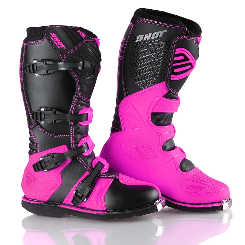 Shot X10 Negru-Fluo negru roz Cizme de motociclete lichidare