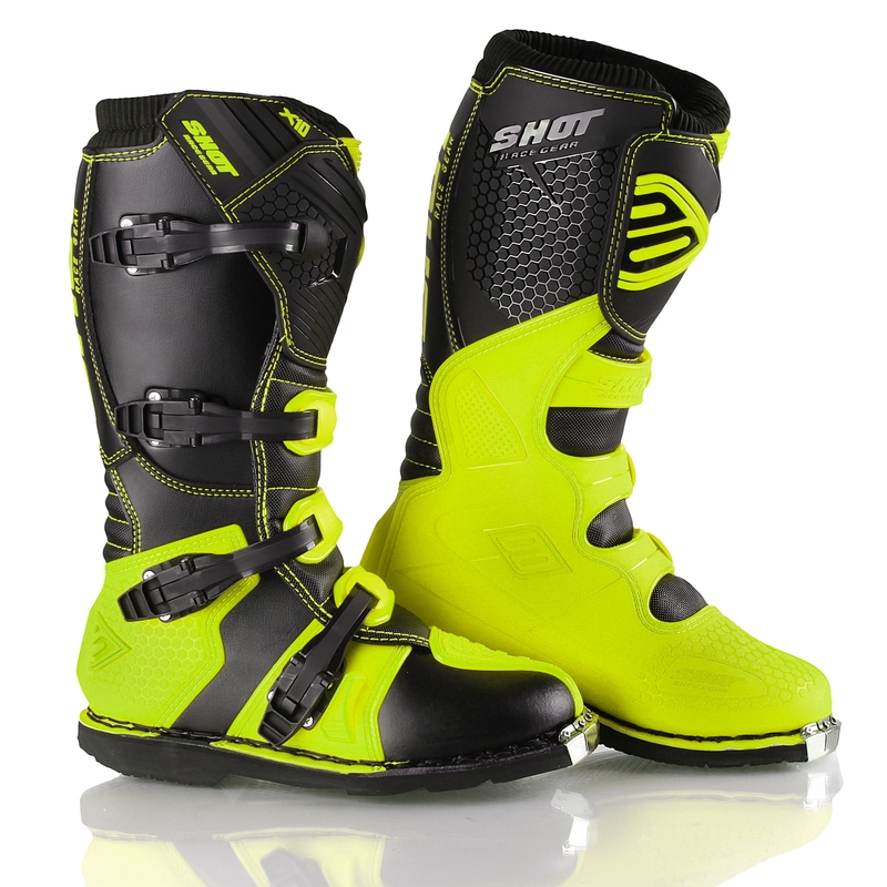 Shot X10 Negru-Fluo negru-galben Galben  cizme de motociclete lichidare