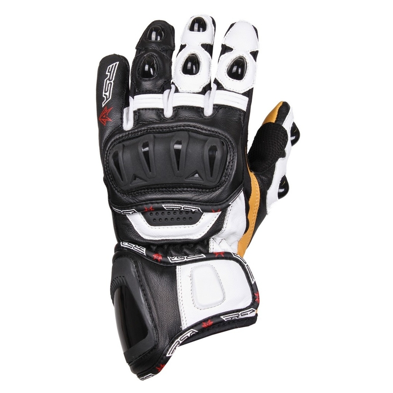 Mănuși pentru motociclete RSA Spacer alb-negru - calitate II
