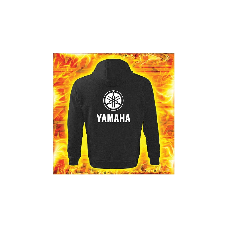 Hanorac s motivem Yamaha negru cu glugă