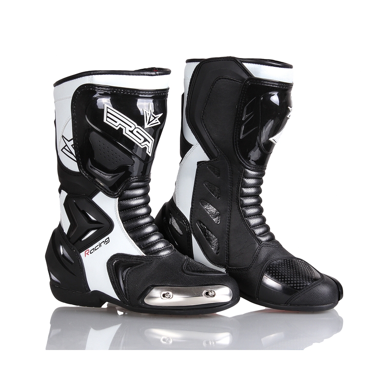 Cizme de motocicletă RSA Racing II alb-negru - calitate II