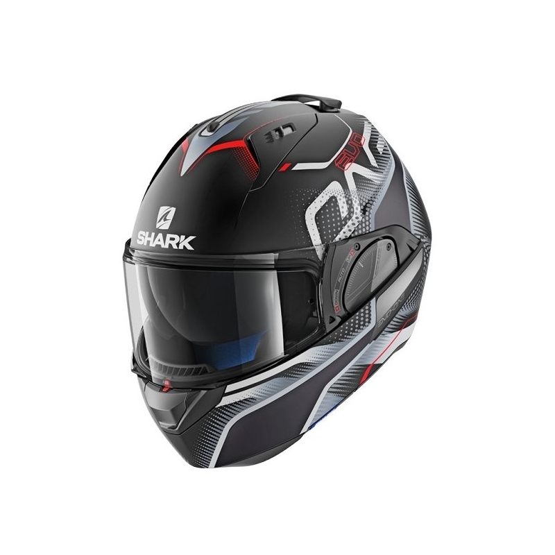 Cască de protecție SHARK EVO-ONE 2 Keenser Mat negru-argintiu-roșu cu vârful roșu