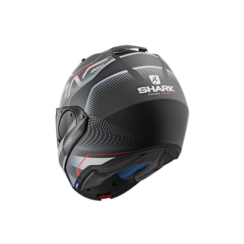 Cască de protecție SHARK EVO-ONE 2 Keenser Mat negru-argintiu-roșu cu vârful roșu