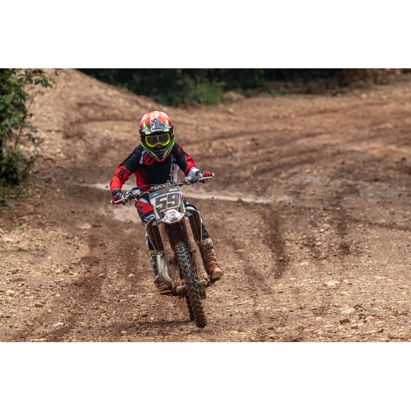 Pantaloni motocross pentru copii Shot DEVO Ultimate negru-roșu