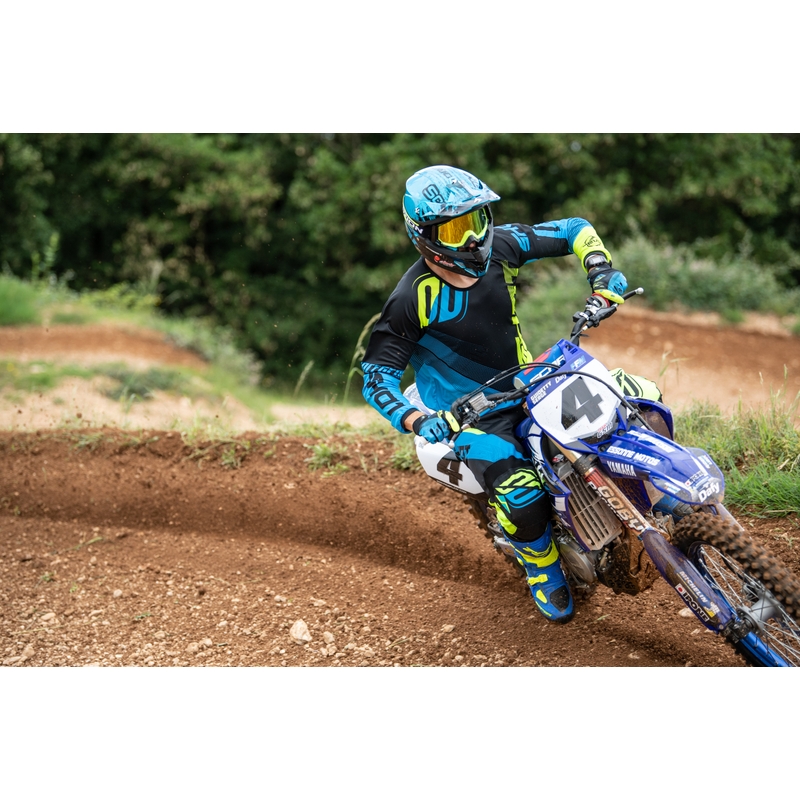 Tricou de motocros Shot DEVO Ultimate albastru-fluo galben lichidare
