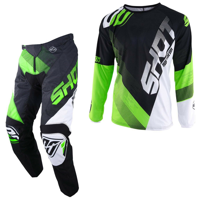 Komplet (dres + kalhoty) Shot DEVO Ultimate černo-fluo zelený