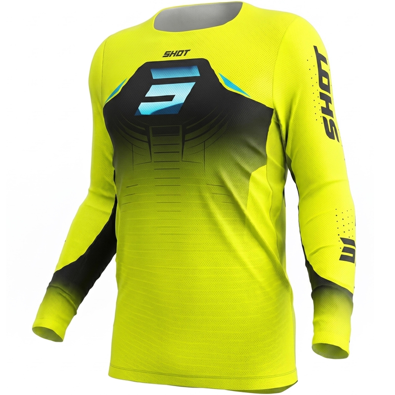Tricou motocross Shot Aerolite Phase galben fluo