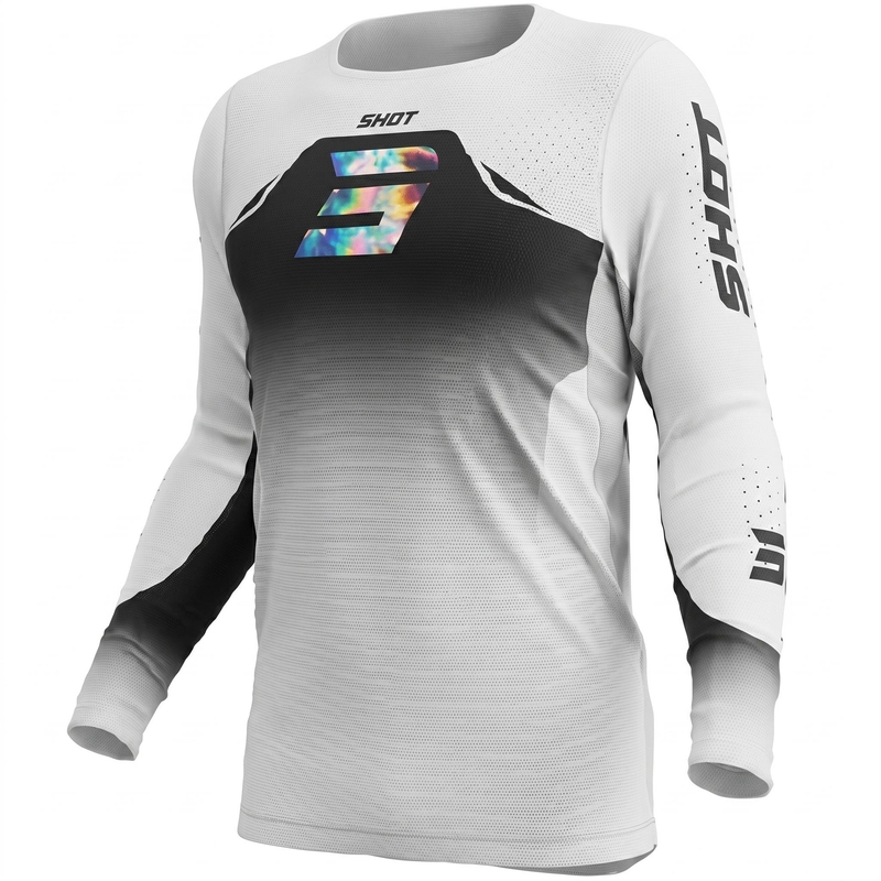 Tricou motocross Shot Aerolite Phase alb