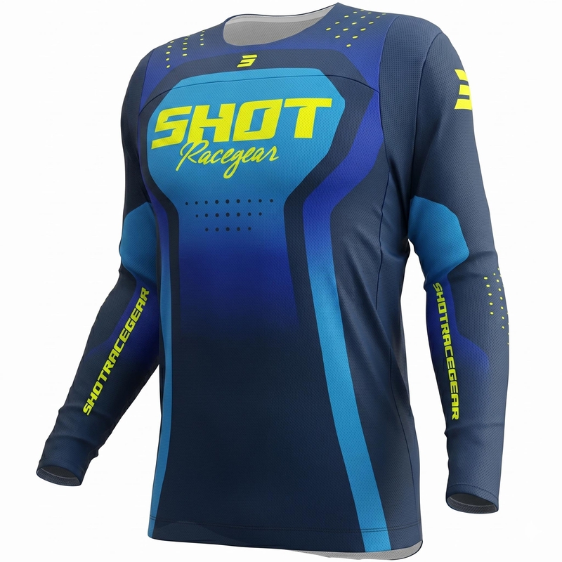 Tricou motocross Shot Contact Stream albastru