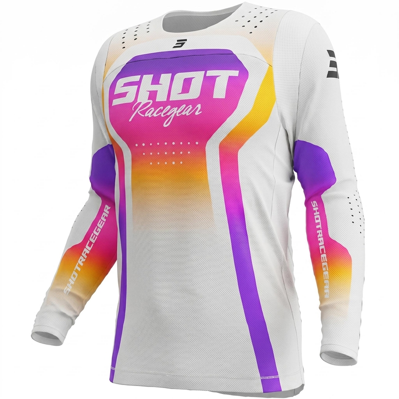 Tricou motocross Shot Contact Stream alb