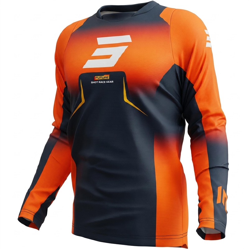 Tricou motocross Shot Devo Future albastru-portocaliu
