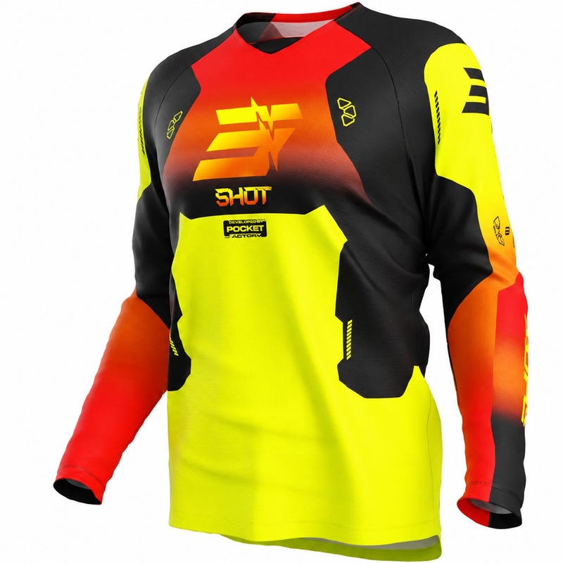 Tricou motocross copii Shot Draw Rocket galben fluo