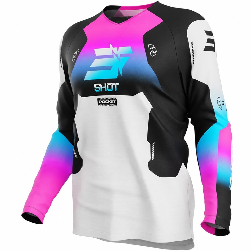 Tricou motocross Shot Draw Rocket pentru copii, roz
