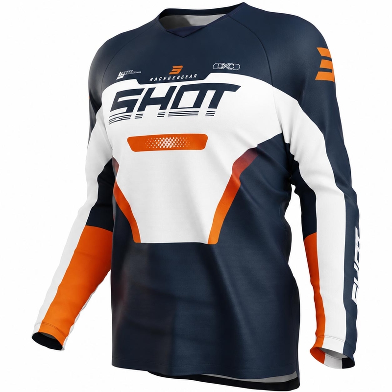 Tricou motocross Shot Draw Struck pentru copii, albastru-portocaliu