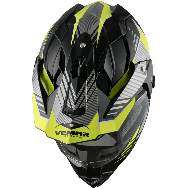 Cască de enduro Vemar Kona Explorer negru-argintiu-galben-fluo lichidare