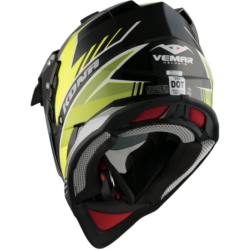 Cască de enduro Vemar Kona Explorer negru-argintiu-galben-fluo lichidare
