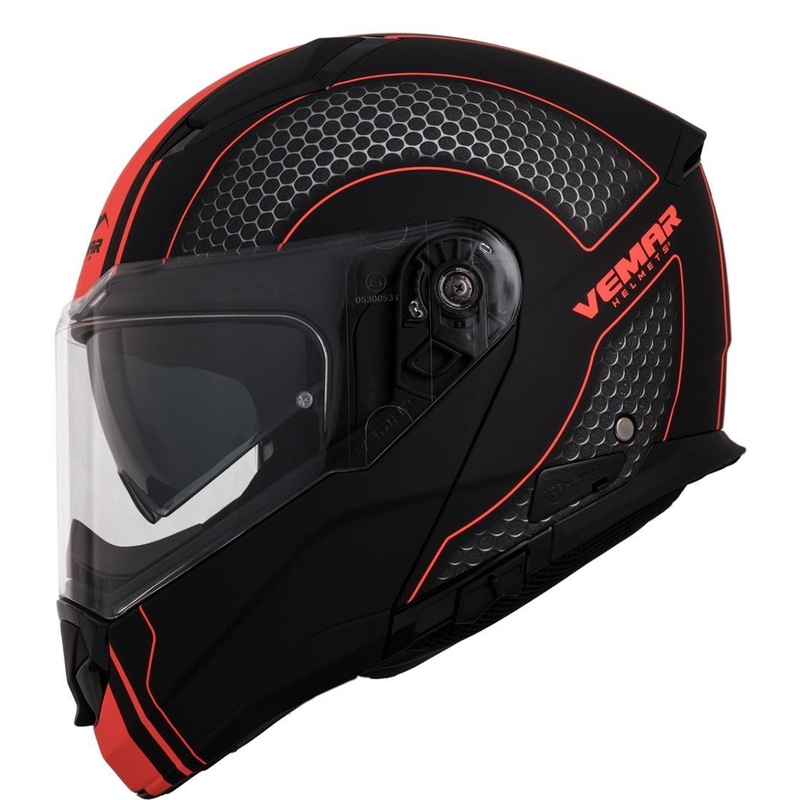 Cască de protecție cu clapetă Vemar Sharki Hive negru mat-gri-fluo-portocaliu