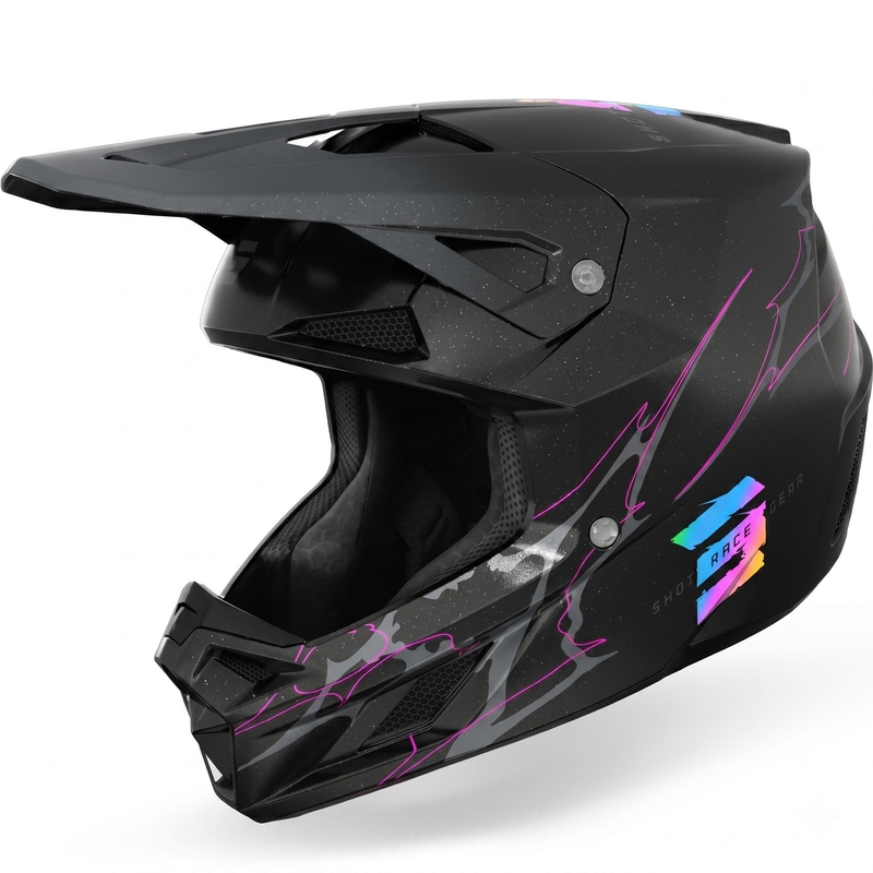 Cască de motocross pentru copii Shot Speed Rac, neagră perlată