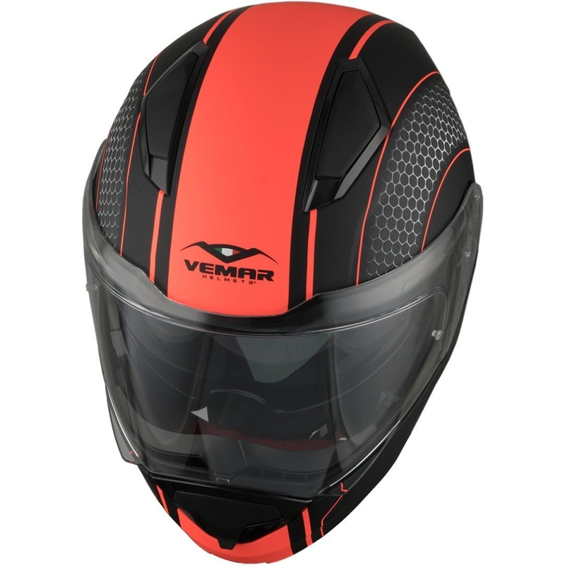 Cască de protecție cu clapetă Vemar Sharki Hive negru mat-gri-fluo-portocaliu