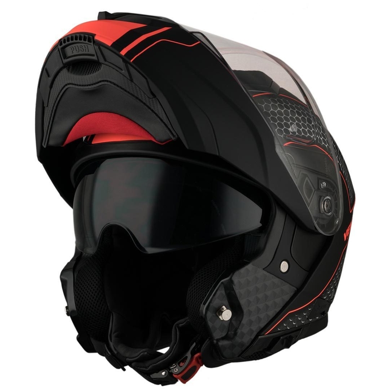 Cască de protecție cu clapetă Vemar Sharki Hive negru mat-gri-fluo-portocaliu