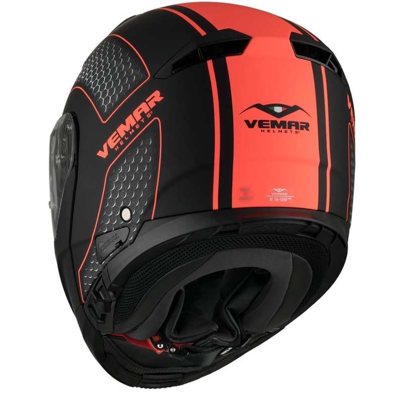 Cască de protecție cu clapetă Vemar Sharki Hive negru mat-gri-fluo-portocaliu