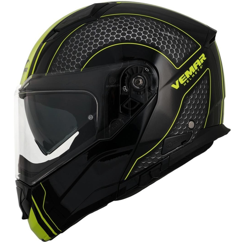 Cască de protecție cu clapetă Vemar Sharki Hive negru mat-gri-fluo-galben