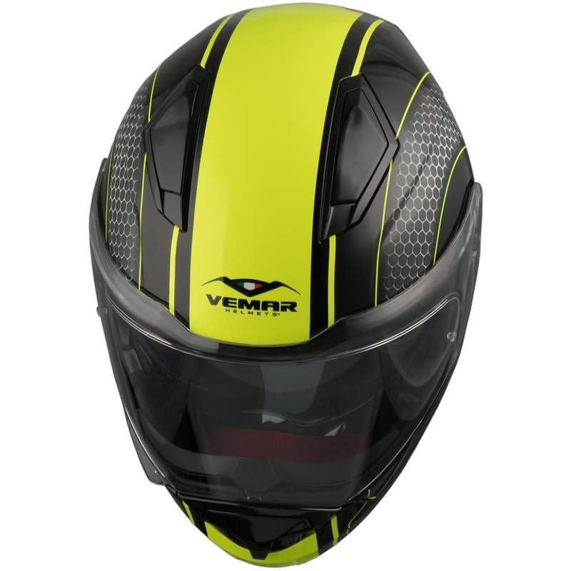 Cască de protecție cu clapetă Vemar Sharki Hive negru mat-gri-fluo-galben