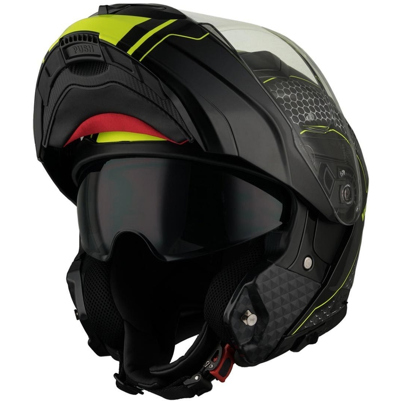 Cască de protecție cu clapetă Vemar Sharki Hive negru mat-gri-fluo-galben