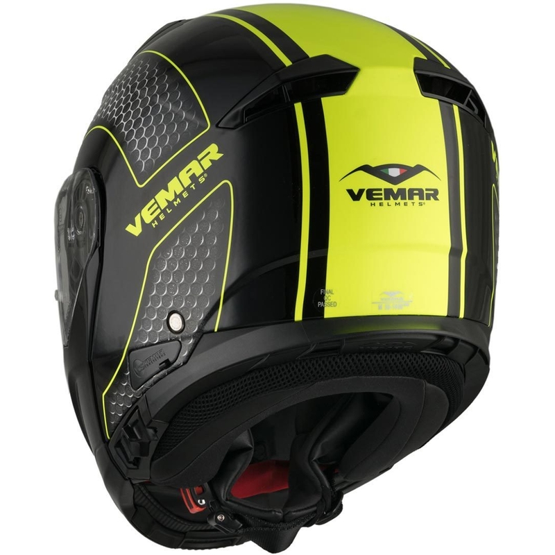 Cască de protecție cu clapetă Vemar Sharki Hive negru mat-gri-fluo-galben