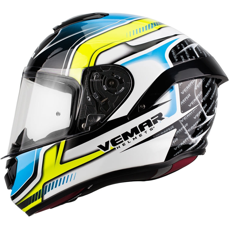 Cască integrală Vemar Hurricane Racing negru-alb-albastru-galben-albastru