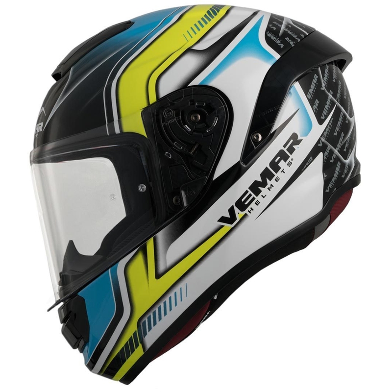 Cască integrală Vemar Hurricane Racing negru-alb-albastru-galben-albastru