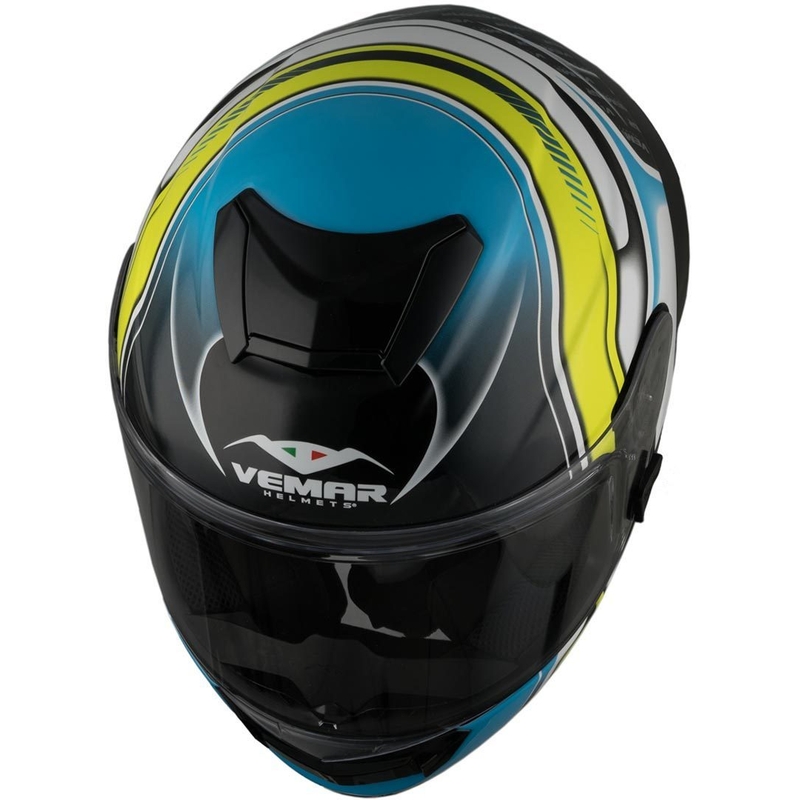 Cască integrală Vemar Hurricane Racing negru-alb-albastru-galben-albastru